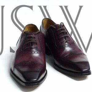 Stunning Paul Frederick Exotic Plum Dress Shoe's Men’s Size 9 Made in Italy